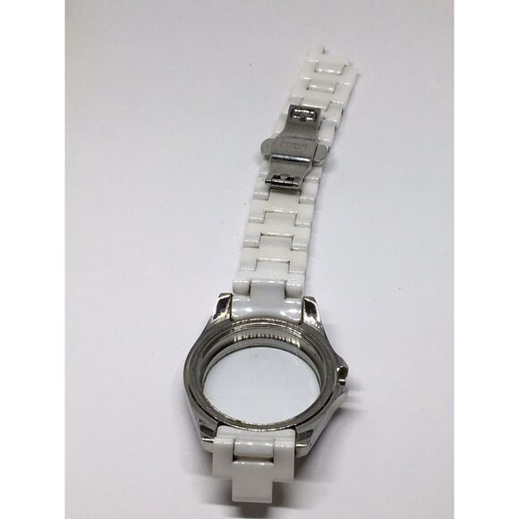 Michael Kors Ceramic Watch Bracelet Case Links Parts Band 18mm White A629 - Picture 6 of 8